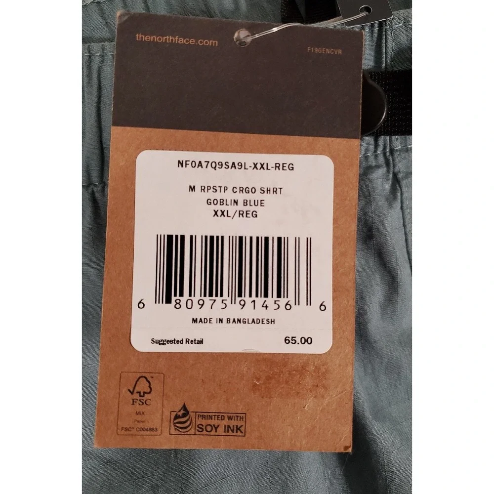 North Face Cargo Shorts Men's 2X Ripstop Belted Goblin Blue Organic Fiber NEW
